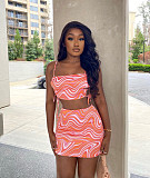Spaghetti Strap Crop Top And Mini Skirt Sexy 2 Piece Set JZH-8055