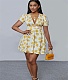 Women Casual V Neck Short Sleeve A Line Mini Dress JZH-8105