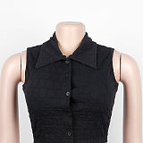 Buttons Tanks Crop Top Mini Skirt Set 2 Pieces NY-9027