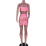 Spaghetti Strap Crop Top And Mini Skirt Sexy 2 Piece Set JZH-8055