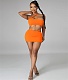 Skew Collar Crop Tops Cut Out Bodycon Skirts Set YB-60175