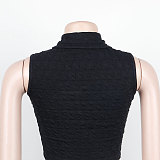 Buttons Tanks Crop Top Mini Skirt Set 2 Pieces NY-9027