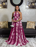 Elegant Halter Backless Big Swing Bohemian Long Dress JZH-8036