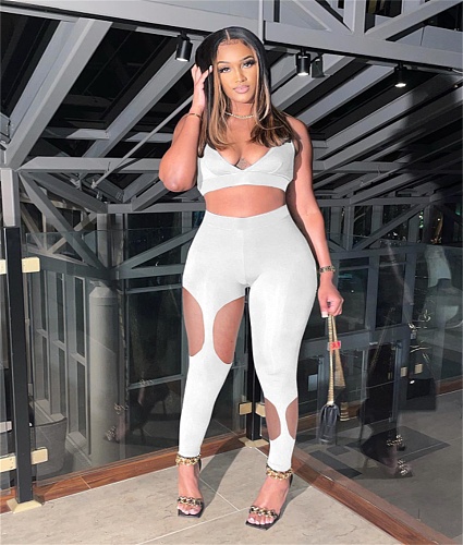 Halter Sports Bra Cut Out Leggings 2 Piece Pants Sets YB-60138