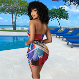 Cross Halter Backless Drawstring Ruched Sexy Dress YNS-16801