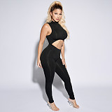 Cut Out Sleeveless O Neck Skinny Fitness Jumpsuit YB-6122