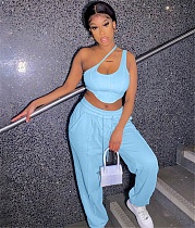 Fitness Skew Collar Crop Tops Sweatpants 2 Piece Set YNS-1662 Fitness Skew Collar Crop Tops Sweatpants 2 Piece Set YNS-1662