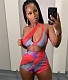 Tie Dye Cut Out Crop Tops Bodycon Shorts Two Piece Set YNS-1647