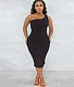 Skew Collar Sleeveless Ruched Bodycon Dresses YNS-1822