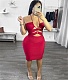 Hollow Out Halter Lace Up Backless Nightclub Dress JZH-8046