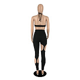 Halter Sports Bra Cut Out Leggings 2 Piece Pants Sets YB-60138