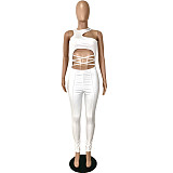 XS Hollow Out Lace Up Skinny Night Party Jumpsuits YNS-1661