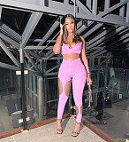 Halter Sports Bra Cut Out Leggings 2 Piece Pants Sets YB-60138