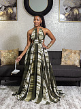 Elegant Halter Backless Big Swing Bohemian Long Dress JZH-8036