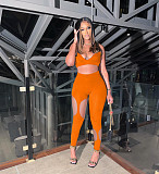 Halter Sports Bra Cut Out Leggings 2 Piece Pants Sets YB-60138