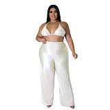Long Sleeve Shirt Cardigan Wide Leg Pants 3 Piece Sets ASL-7083