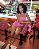 Plaid Print Summer Sexy Backless Bodycon Romper LSL-6499