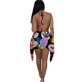 Sexy Halter Cleavage Backless Lace Up Tassel Dresses MDF-5325