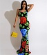 5XL Floral Print Elegant Backless Plus Size Maxi Dress OSS-22259
