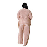 Long Sleeve Shirt Cardigan Wide Leg Pants 3 Piece Sets ASL-7083