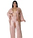 Long Sleeve Shirt Cardigan Wide Leg Pants 3 Piece Sets ASL-7083