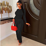 Long Sleeve T-shirt and Tassel Straight-leg Pants Outfits MDF-5328