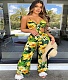 Floral Tie Front Crop Top Wide Leg Pants Beach Outfits OY-6370