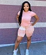 Side Lace Up Y Shirt Joggers Shorts Matching Set HMS-5477