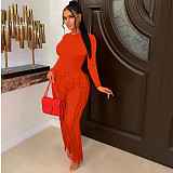 Long Sleeve T-shirt and Tassel Straight-leg Pants Outfits MDF-5328