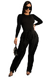 Long Sleeve T-shirt and Tassel Straight-leg Pants Outfits MDF-5328