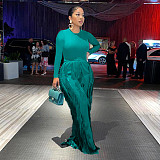 Long Sleeve T-shirt and Tassel Straight-leg Pants Outfits MDF-5328
