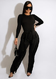 Long Sleeve T-shirt and Tassel Straight-leg Pants Outfits MDF-5328