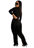 Long Sleeve T-shirt and Tassel Straight-leg Pants Outfits MDF-5328