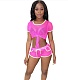 Mesh See-through Crop Top Biker Shorts Two Piece Set HMS-5225