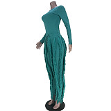 Long Sleeve T-shirt and Tassel Straight-leg Pants Outfits MDF-5328