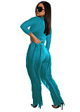 Long Sleeve T-shirt and Tassel Straight-leg Pants Outfits MDF-5328