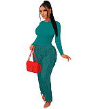 Long Sleeve T-shirt and Tassel Straight-leg Pants Outfits MDF-5328