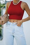 Stretch Basic Casual O-neck Sleeveless Tank Crop Tops HX-1164