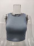 Stretch Basic Casual O-neck Sleeveless Tank Crop Tops HX-1164