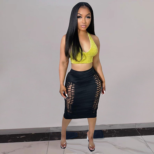Cut Out Streetwear High Waist Bodycon Pencil Skirts LSD-83112