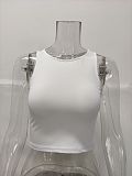 Stretch Basic Casual O-neck Sleeveless Tank Crop Tops HX-1164