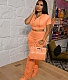 Solid Hooded Sweatshirt Crop Top 2 Piece Pants Tracksuit YIM-077