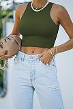 Stretch Basic Casual O-neck Sleeveless Tank Crop Tops HX-1164