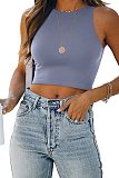 Stretch Basic Casual O-neck Sleeveless Tank Crop Tops HX-1164