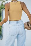 Stretch Basic Casual O-neck Sleeveless Tank Crop Tops HX-1164