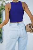 Stretch Basic Casual O-neck Sleeveless Tank Crop Tops HX-1164