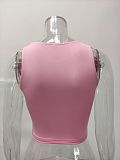 Stretch Basic Casual O-neck Sleeveless Tank Crop Tops HX-1164