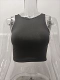 Stretch Basic Casual O-neck Sleeveless Tank Crop Tops HX-1164