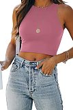 Stretch Basic Casual O-neck Sleeveless Tank Crop Tops HX-1164