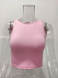 Stretch Basic Casual O-neck Sleeveless Tank Crop Tops HX-1164